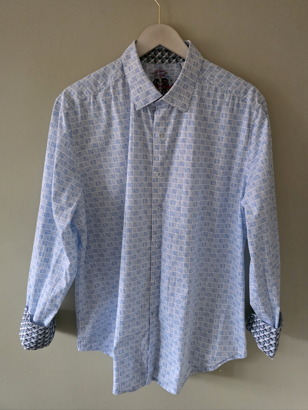 Robert Graham L Abstract Retro Checkered Flip Cuff Classic Fit Dress Shirt